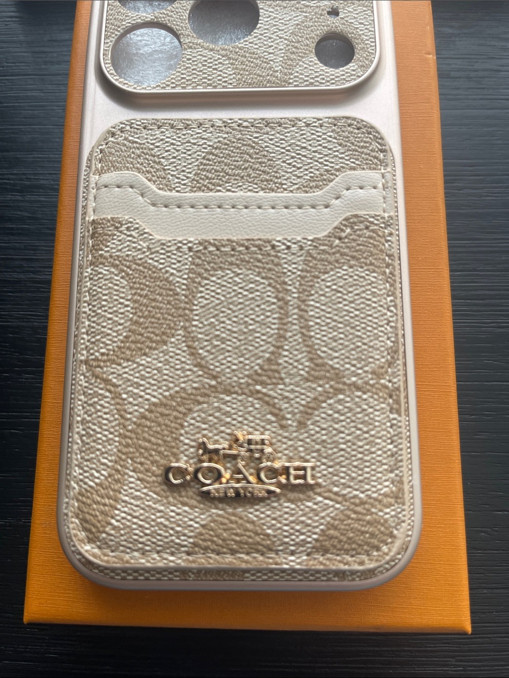 iPhone 17 Pro Max COACH Beige Signature Canvas Card Slot iPhone Case - Picture 5 of 9